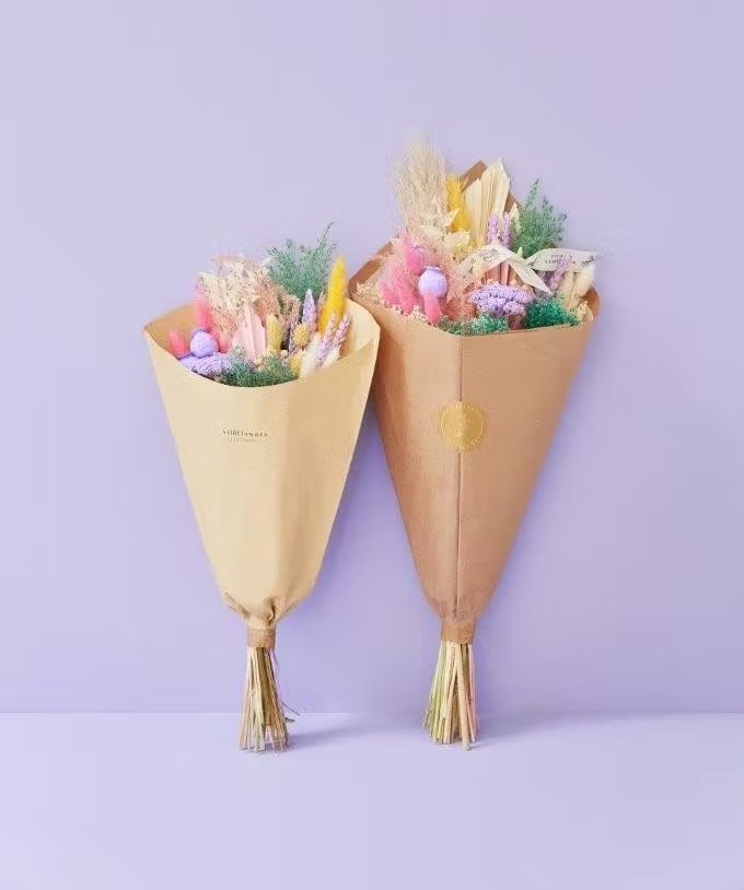 Bouquet sec fleurs des champs pastel exclusif