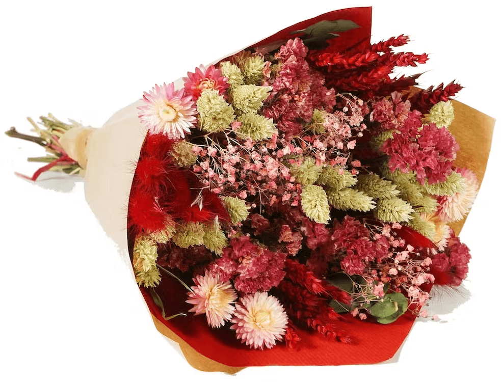 Bouquet sec fleurs des champs XL rouge