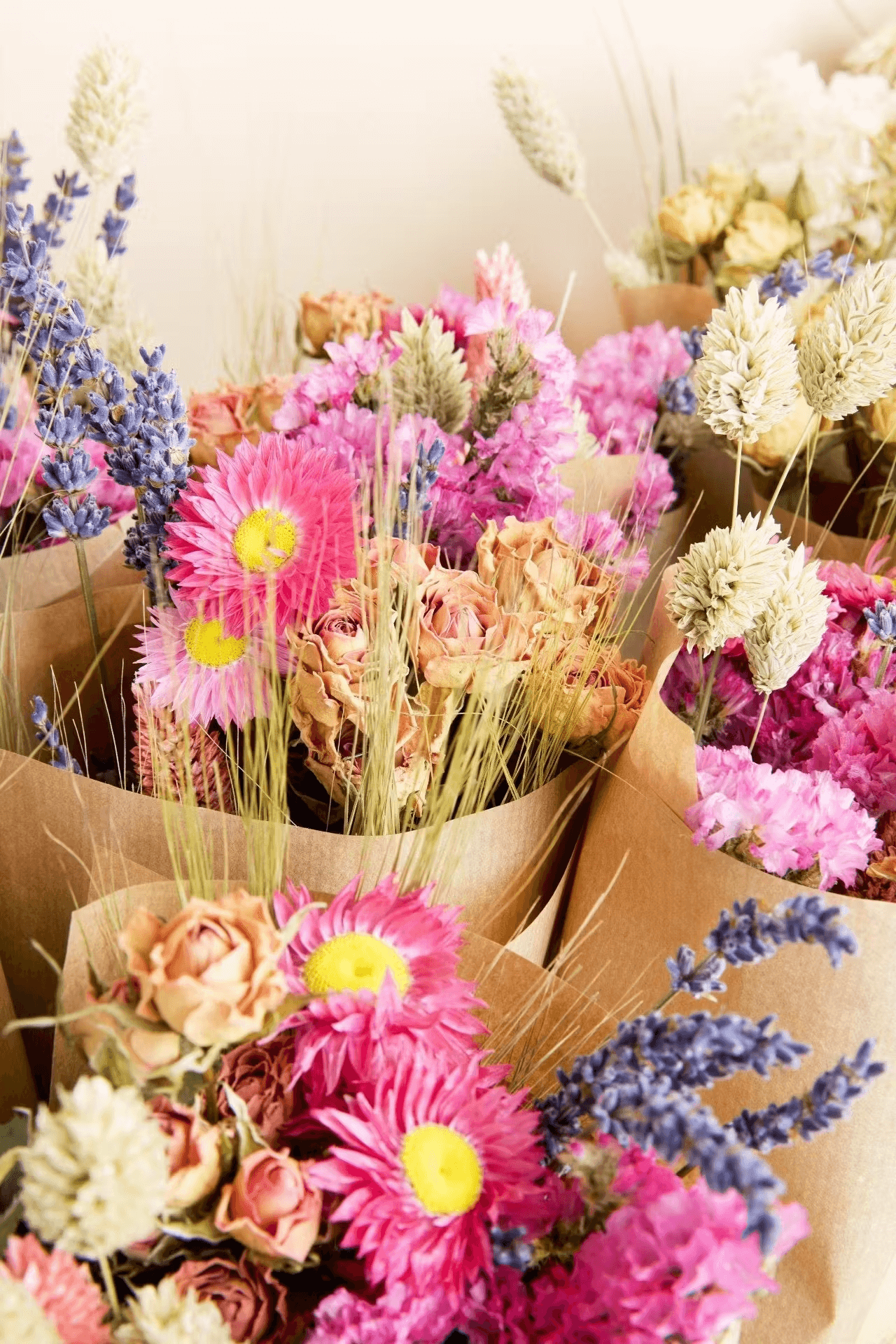 Bouquet sec de fleurs des champs Market More – Rose