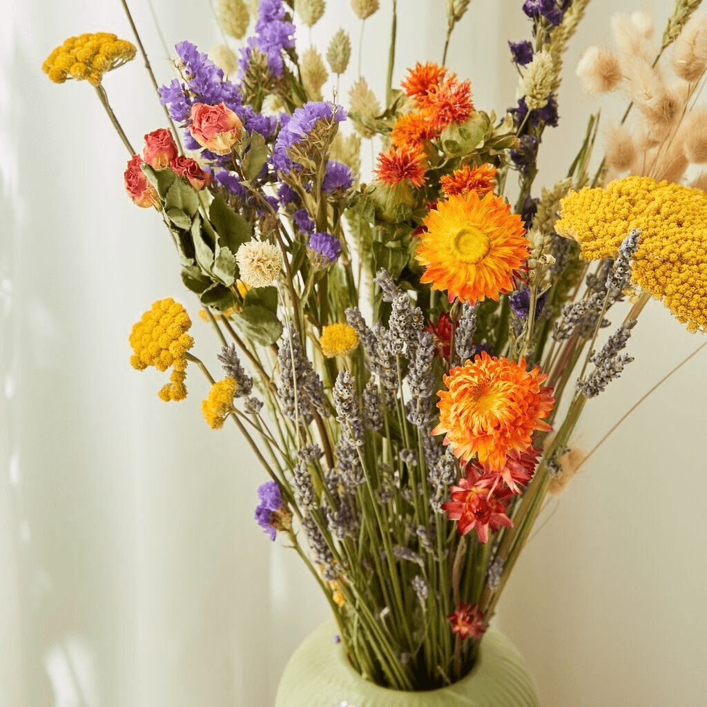 Bouquet sec fleurs des champs orange