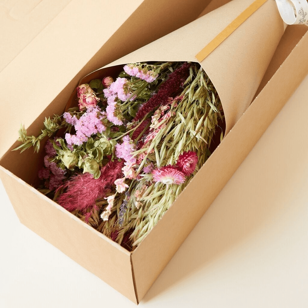 Bouquet sec en coffret cadeau – Rose