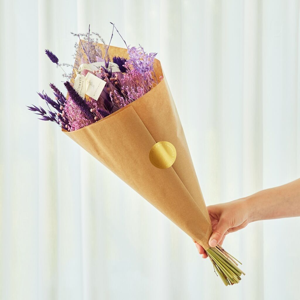 Bouquet sec fleurs des champs violet exclusif