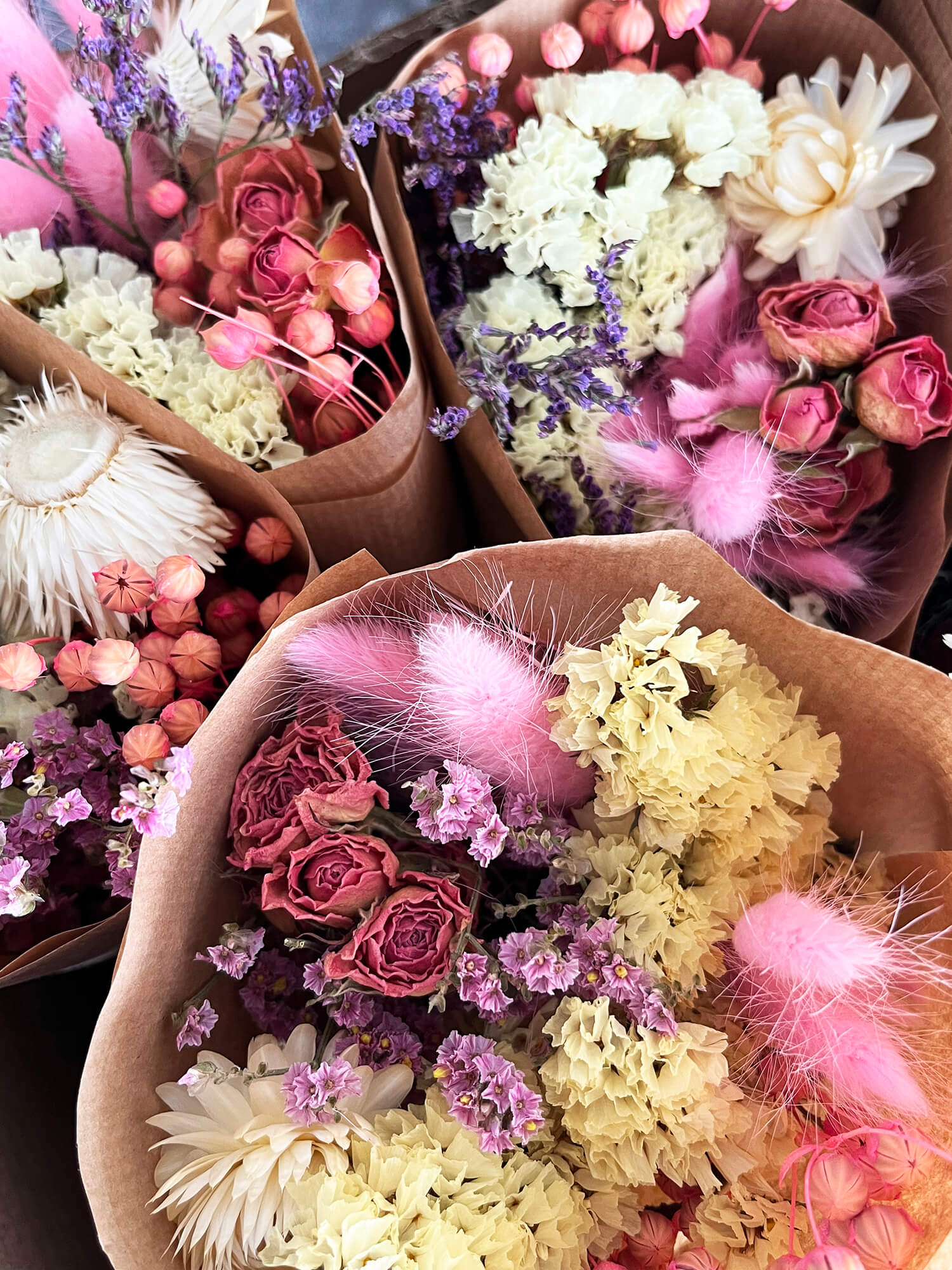 Bouquet sec de fleurs des champs Market More – Jaune & Rose
