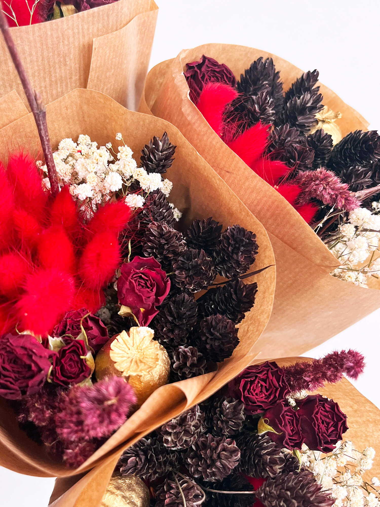 Bouquet sec de fleurs des champs Market More – Rouge écarlate